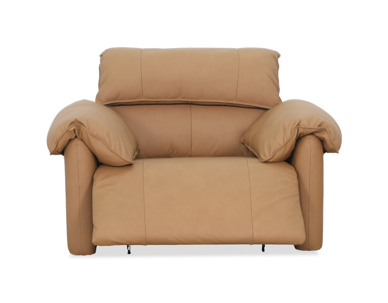 Fauteuil à inclinaison électrique Momento de 54 po en cuir véritable - caramel