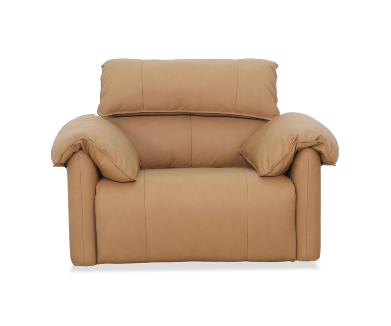 Fauteuil à inclinaison électrique Momento de 54 po en cuir véritable - caramel