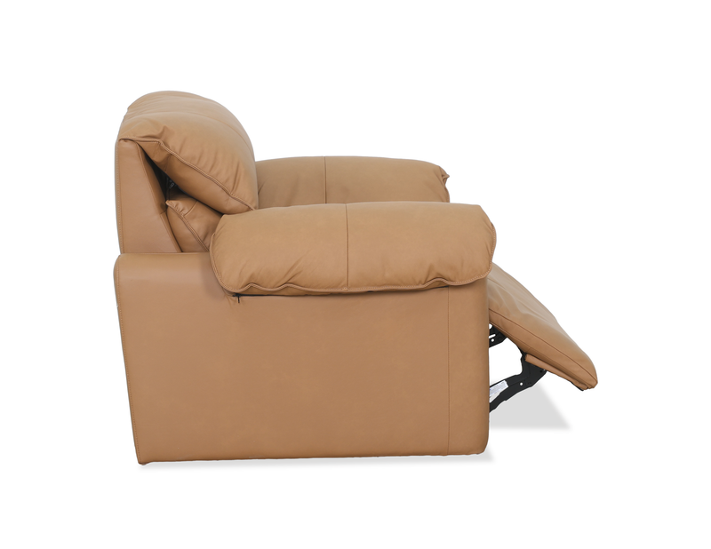 Fauteuil à inclinaison électrique Momento de 54 po en cuir véritable - caramel