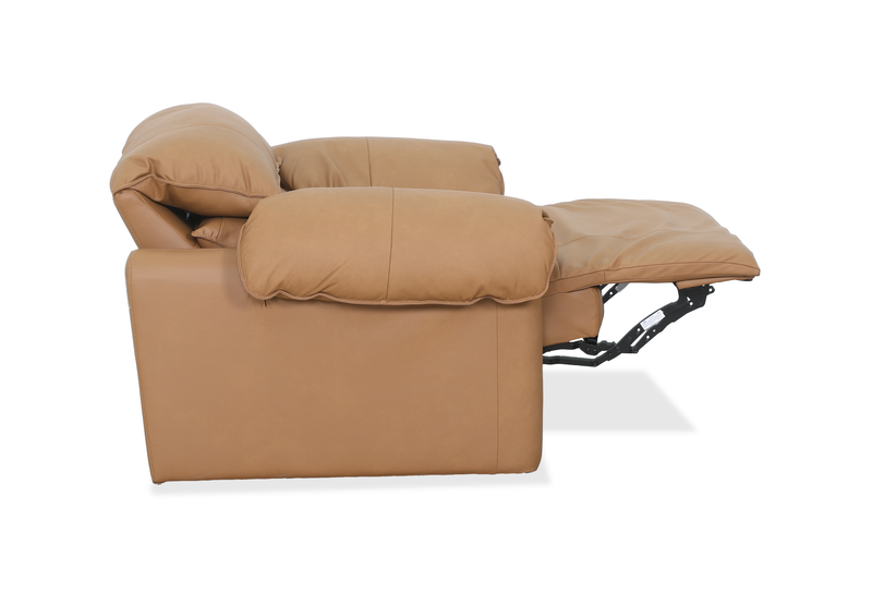 Fauteuil à inclinaison électrique Momento de 54 po en cuir véritable - caramel