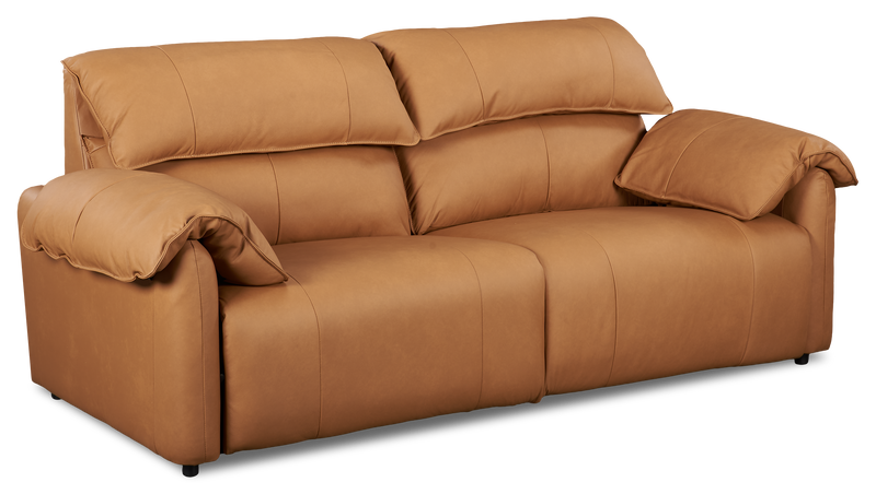 Sofa à inclinaison électrique Momento de 90 po en cuir véritable - caramel