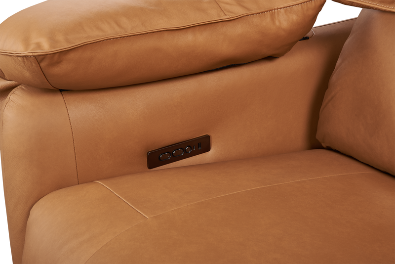 Sofa à inclinaison électrique Momento de 90 po en cuir véritable - caramel