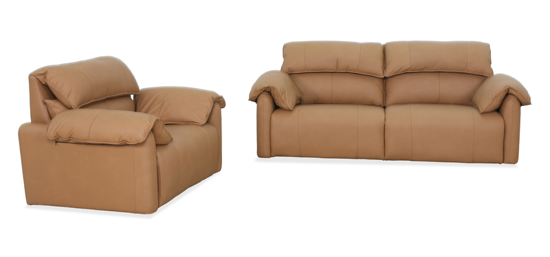 Sofa à inclinaison électrique Momento de 90 po en cuir véritable - caramel
