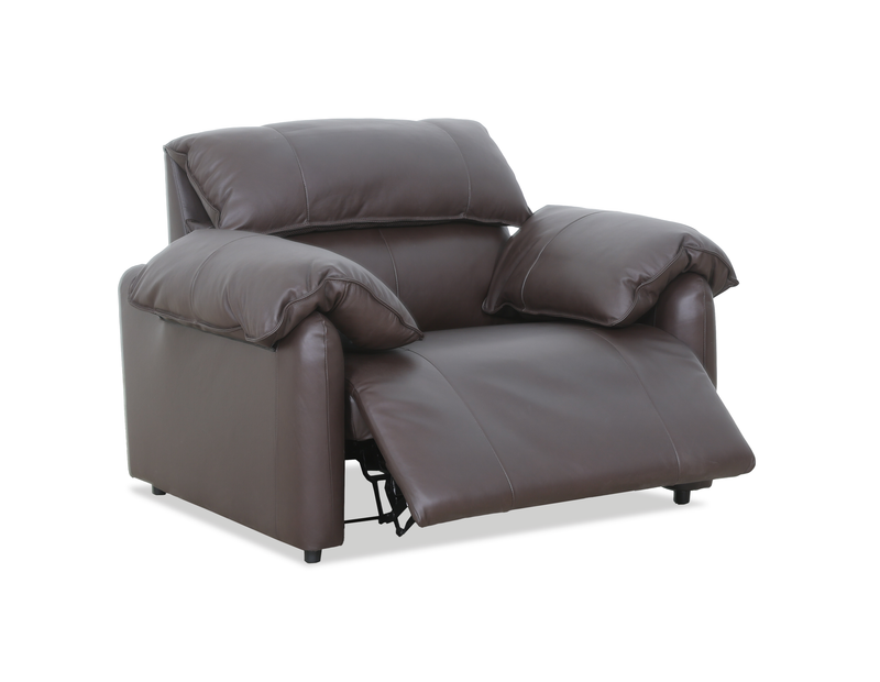Fauteuil à inclinaison électrique Momento de 54 po en cuir véritable - chocolat