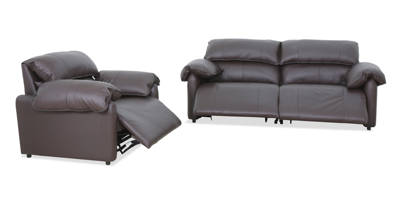 Fauteuil à inclinaison électrique Momento de 54 po en cuir véritable - chocolat