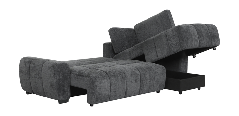 Sofa-lit double Moonlight de _ po en tissu avec coussins de dossier amovibles - minéral  