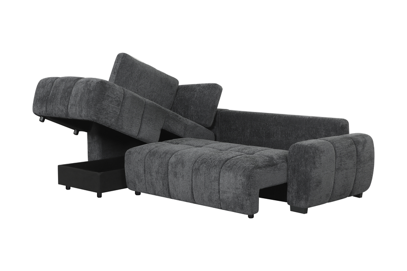 Sofa sectionnel-lit de gauche Moonlight 2 pièces avec fauteuil long de rangement - gris