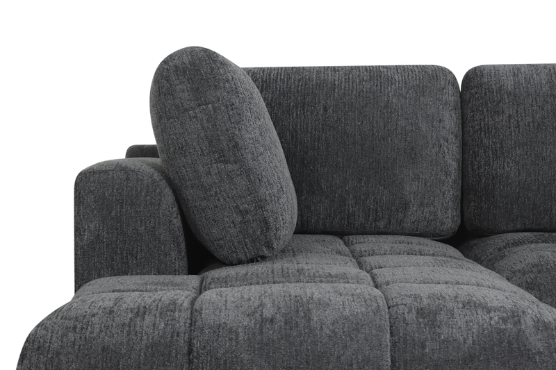 Sofa sectionnel-lit de gauche Moonlight 2 pièces avec fauteuil long de rangement - gris