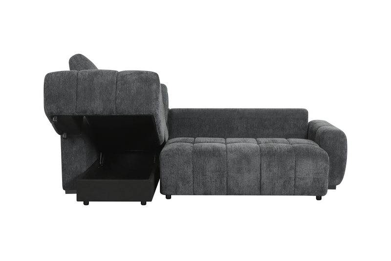 Sofa sectionnel-lit de gauche Moonlight 2 pièces avec fauteuil long de rangement - gris
