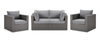 Ensemble Morris 4 pièces pour la terrasse à l’extérieur avec 2 fauteuils en coin et 2 fauteuils - osier en résine tressé à la main - gris