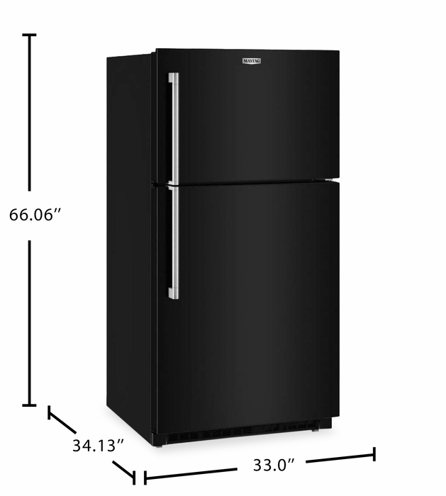 Réfrigérateur Maytag large de 21 pi3 et de 33 po à congélateur supérieur avec mode garage - noir - MRTX5121TB