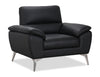 Mystic 41.7” Contemporary Genuine Leather Chair - Black | Fauteuil contemporain Mystic de 41,7 po en cuir véritable - noir