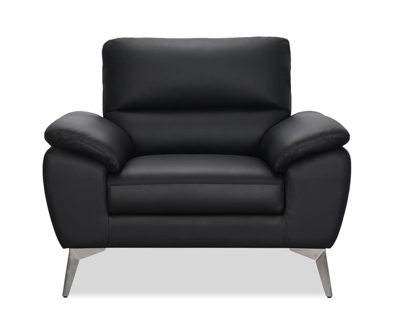 Fauteuil contemporain Mystic de 41,7 po en cuir véritable - noir