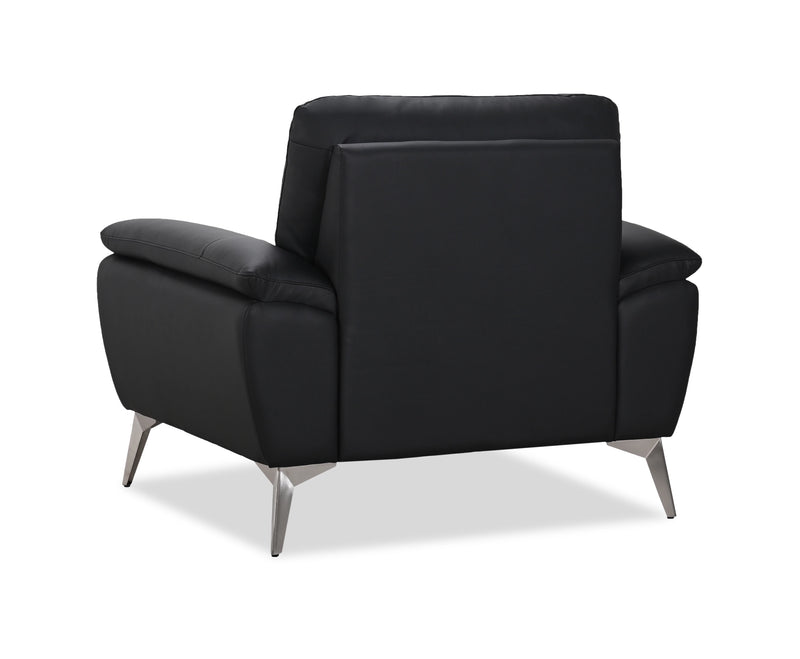 Fauteuil contemporain Mystic de 41,7 po en cuir véritable - noir