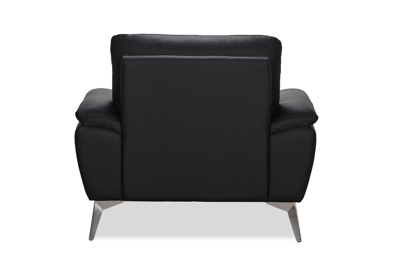 Fauteuil contemporain Mystic de 41,7 po en cuir véritable - noir