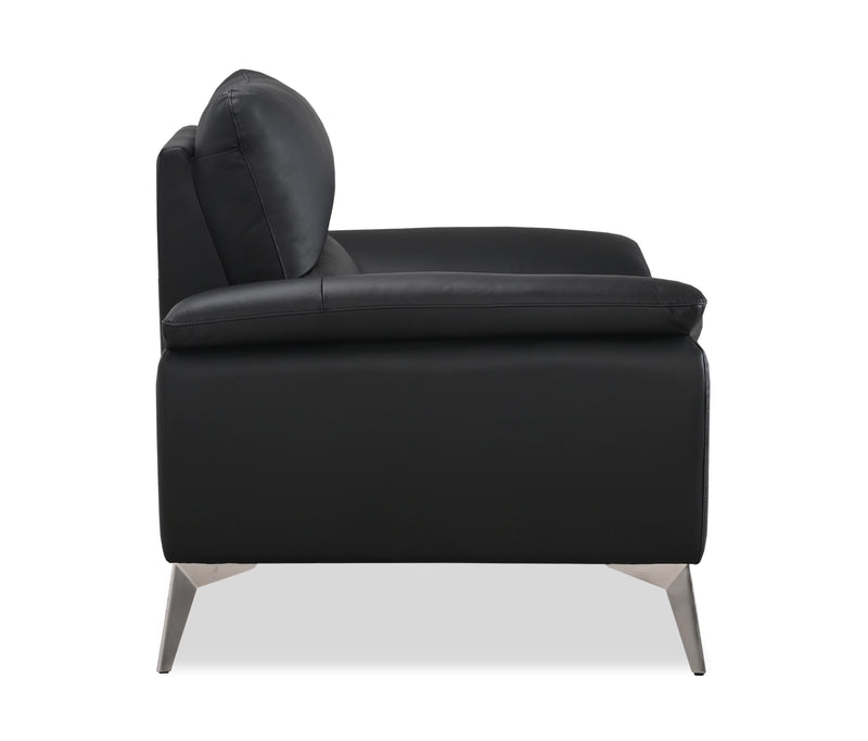 Fauteuil contemporain Mystic de 41,7 po en cuir véritable - noir