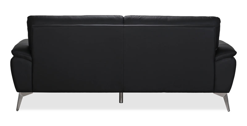 Sofa contemporain Mystic de 85,4 po en cuir véritable - noir