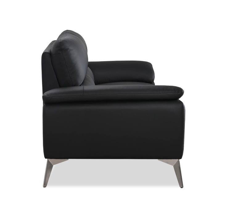 Sofa contemporain Mystic de 85,4 po en cuir véritable - noir