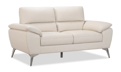 Mystic 65.7” Contemporary Genuine Leather Loveseat - Frost | Causeuse contemporaine Mystic de 65,7 po en cuir véritable - givre