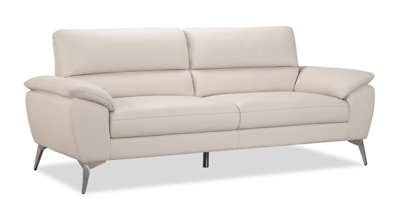 Sofa contemporain Mystic de 85,4 po en cuir véritable - givre