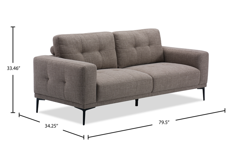 Sofa Nola de 79,5 po en tissu avec coussins de dossier amovibles - moka