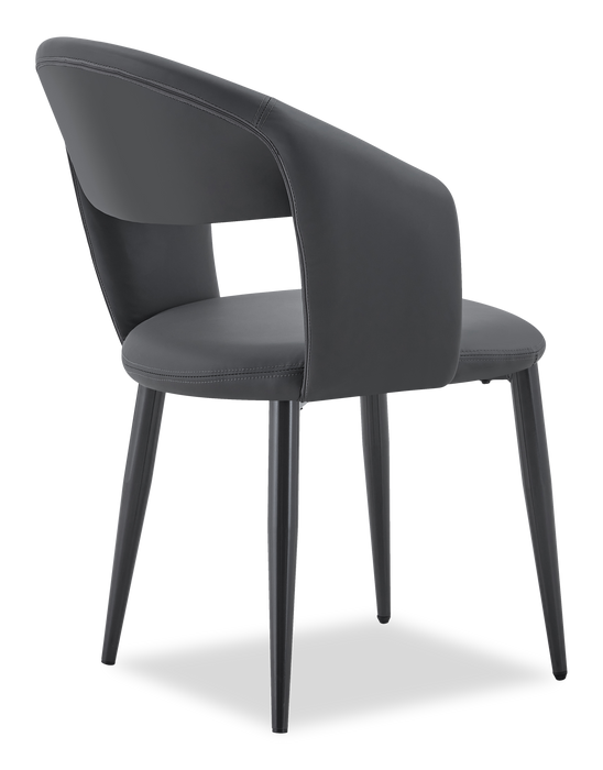 Chaise de salle à manger Orion en tissu de cuir végétalien et en métal - anthracite
