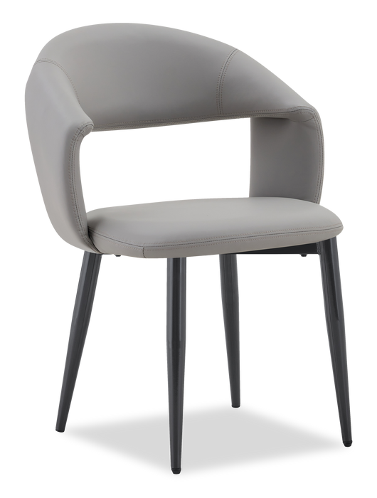 Chaise de salle à manger Orion en tissu de cuir végétalien et en métal - grise