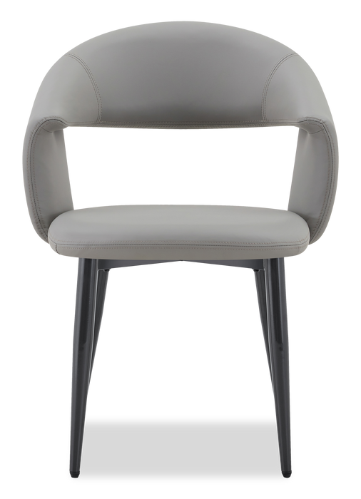Chaise de salle à manger Orion en tissu de cuir végétalien et en métal - grise