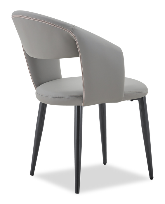 Chaise de salle à manger Orion en tissu de cuir végétalien et en métal - grise