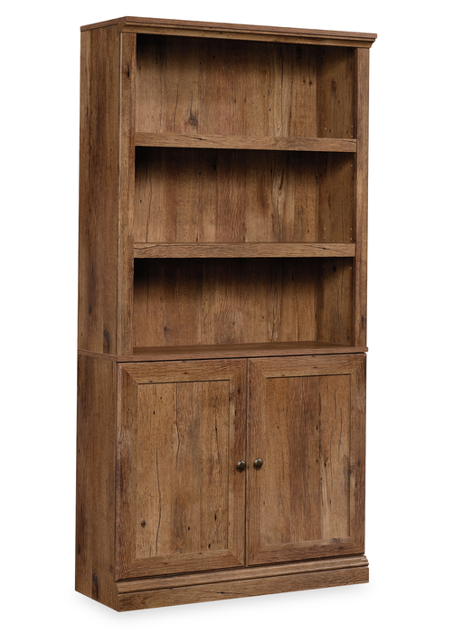 Bibliothèque Oryn de 35,28 po à 5 tablettes avec rangement - chêne antique