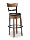 Tabouret bar Otis de 30,5 po (H) en tissu de cuir végétalien et en métal avec siège pivotant - brun