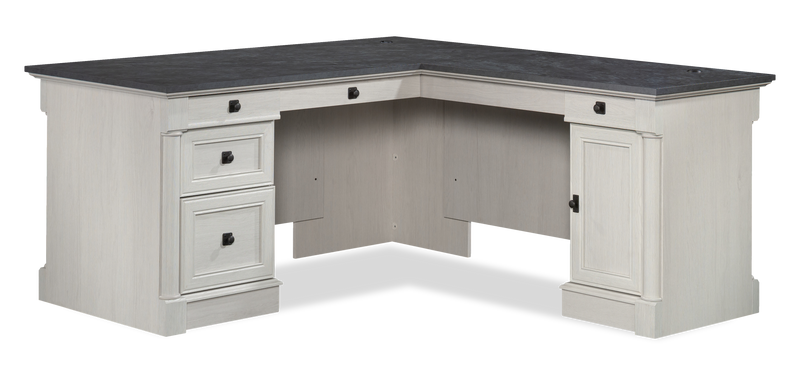 Bureau en forme de L Palladia de 65,12 po à 3 tiroirs - chêne glacier