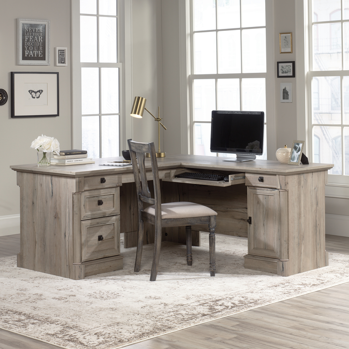 Bureau en forme de L Palladia de 65,12 po à 3 tiroirs - chêne fendu