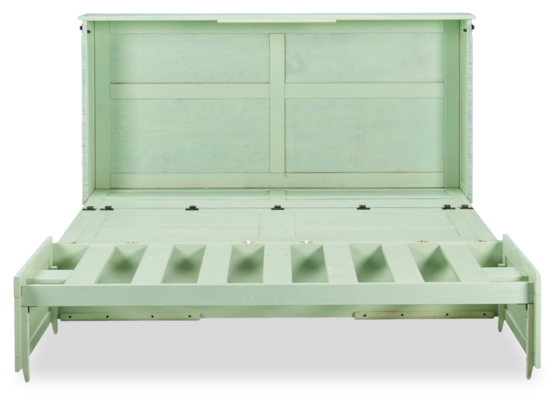 Armoire-lit Parker avec matelas en mousse à mémoire de forme à ressorts ensachés, écume de mer - format grand lit