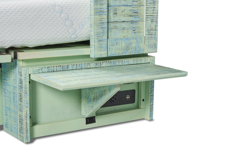 Armoire-lit Parker avec matelas en mousse à mémoire de forme à ressorts ensachés, écume de mer - format grand lit