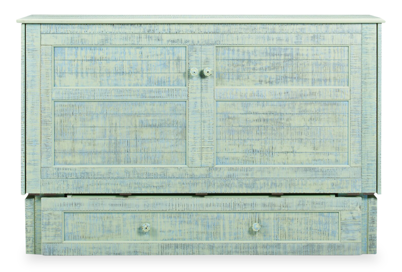Armoire-lit Parker avec matelas en mousse à mémoire de forme à ressorts ensachés, écume de mer - format grand lit