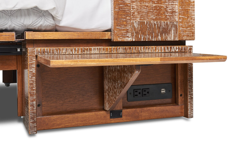 Armoire-lit Parker avec matelas en mousse à mémoire de forme à ressorts ensachés, brun vieilli - format grand lit