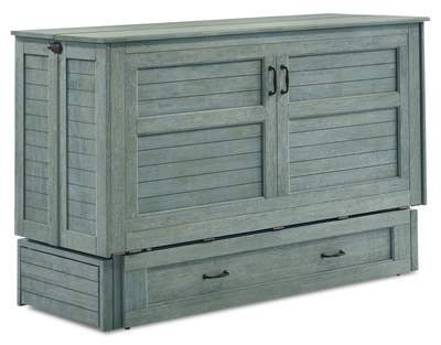 Parker Cabinet Bed with Pocket Coil Memory Foam Mattress, Blue - Queen Size | Armoire-lit Parker avec matelas en mousse à mémoire de forme à ressorts ensachés, bleue - format grand lit