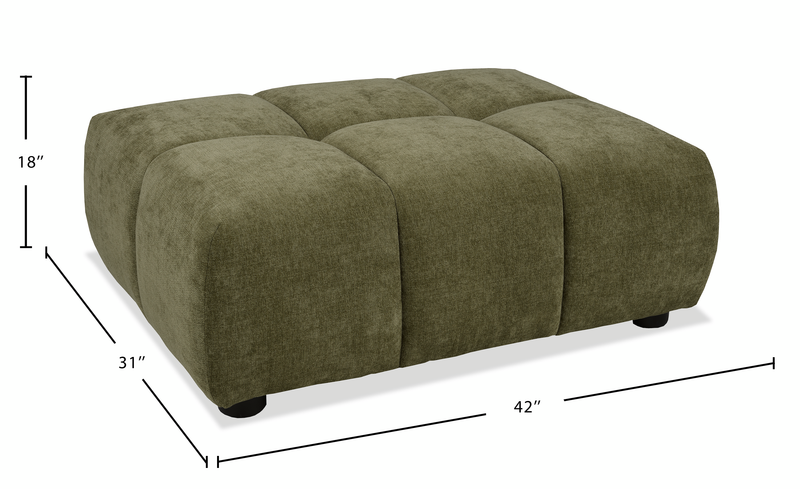 Pouf Pebble de 42 po fabriqué au Canada en tissu - vert
