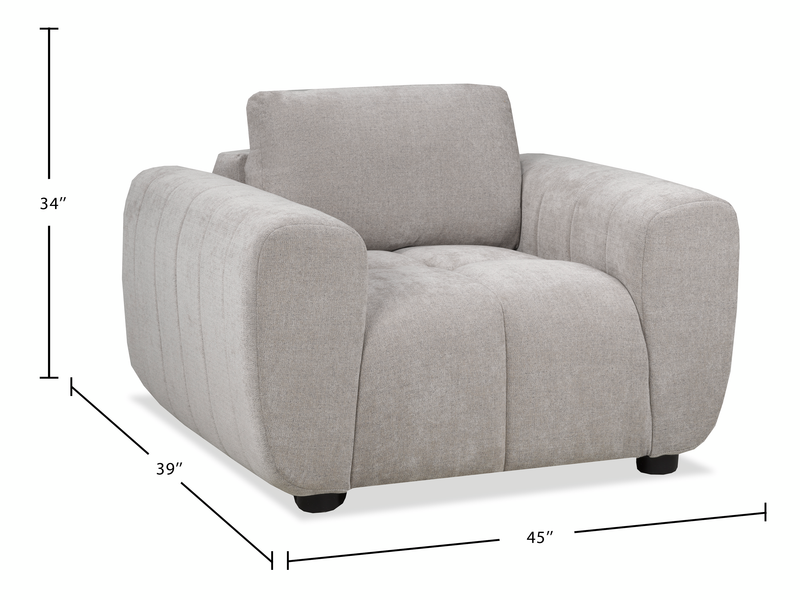 Fauteuil Pebble de 45 po fabriqué au Canada en tissu - gris