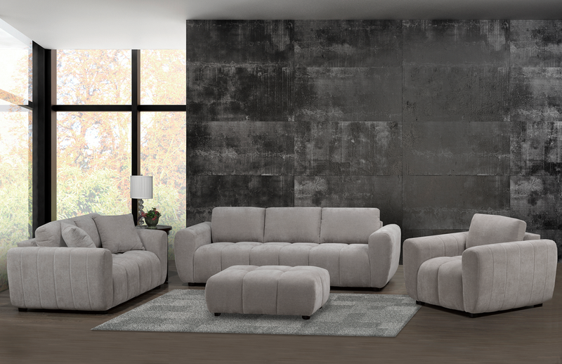 Pouf Pebble de 42 po fabriqué au Canada en tissu - gris