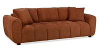 Sofa Pebble de 96 po fabriqué au Canada en tissu avec coussins décoratifs assortis - orange