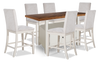 Ensemble de salle à manger Piper 7 pièces de hauteur comptoir avec table de 60 po à 72 po (L) avec rallonge, 6 chaises et rangement - blanc