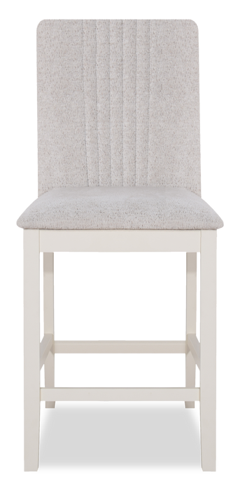 Ensemble de salle à manger Piper 7 pièces de hauteur comptoir avec table de 60 po à 72 po (L) avec rallonge, 6 chaises et rangement - blanc