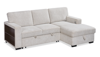 Sofa-lit sectionnel de droite Pocket 2 pièces en tissu d’apparence lin avec rangement - beige
