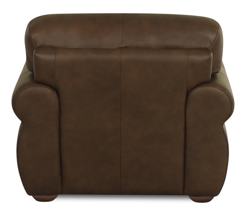 Fauteuil d’appoint traditionnel Porto de 45 po en cuir véritable - chocolat