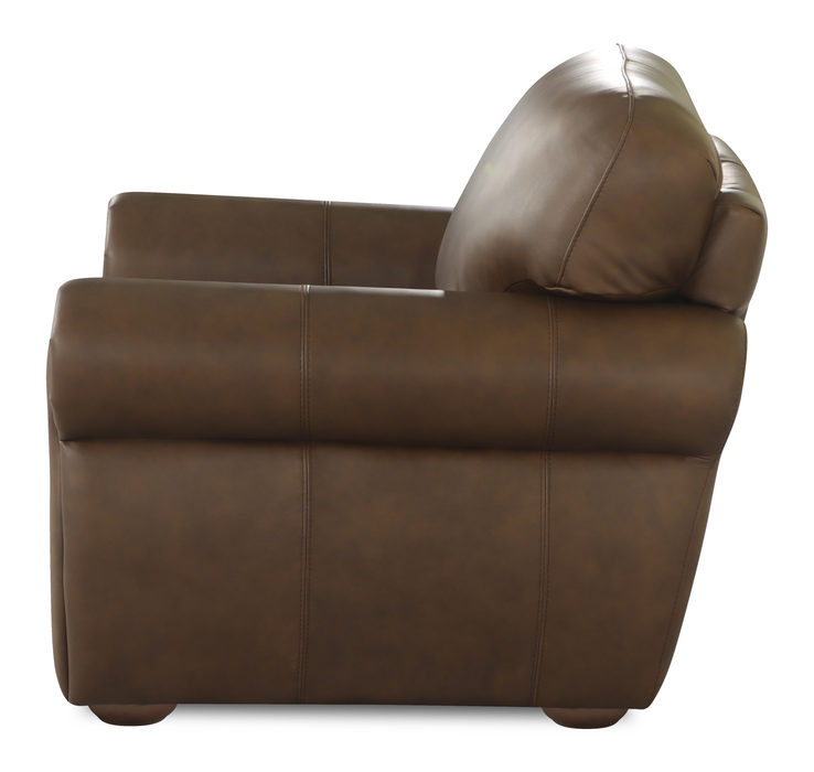 Fauteuil d’appoint traditionnel Porto de 45 po en cuir véritable - chocolat