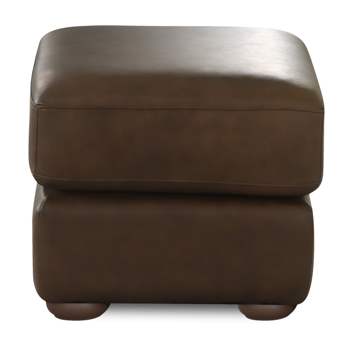 Pouf traditionnel Porto de 34 po en cuir véritable - chocolat