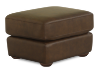Pouf traditionnel Porto de 34 po en cuir véritable - chocolat