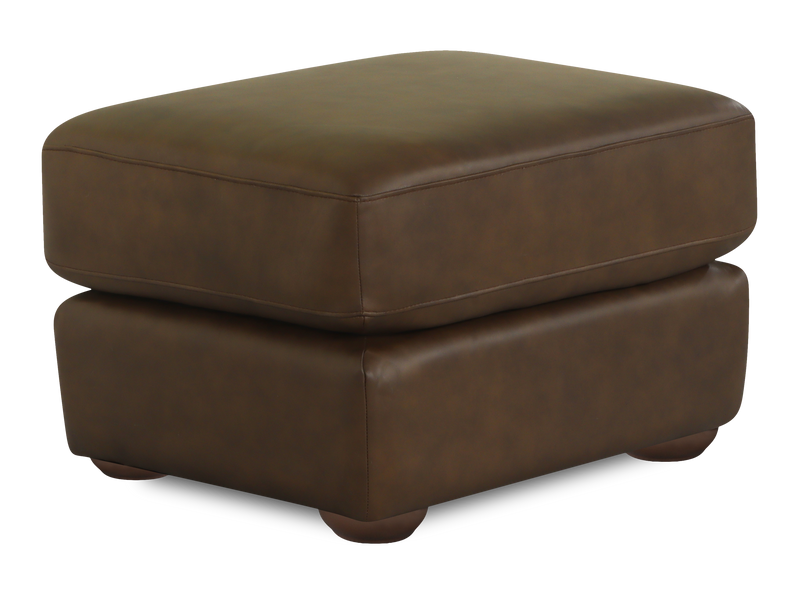 Pouf traditionnel Porto de 34 po en cuir véritable - chocolat